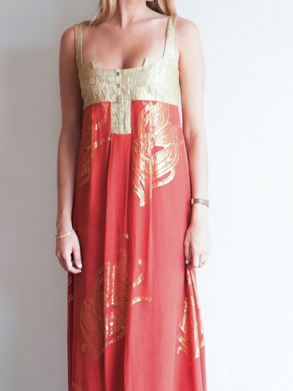 Nicole Miller Collection goddess orange silk maxi dress